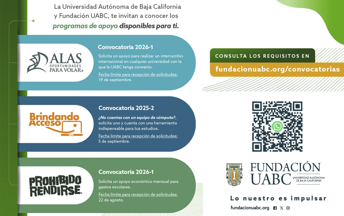 Apoyos disponibles: ALAS, Brindando Acceso y Prohibido Rendirse