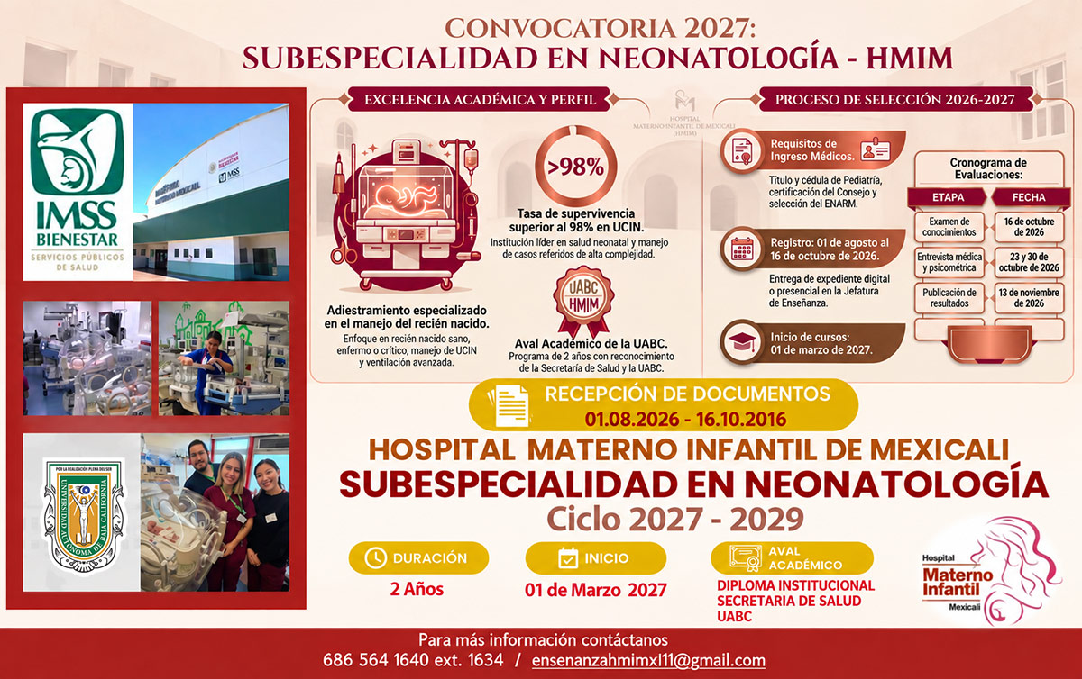 Convocatoria 2027 Subespecialidad en Neonatologia