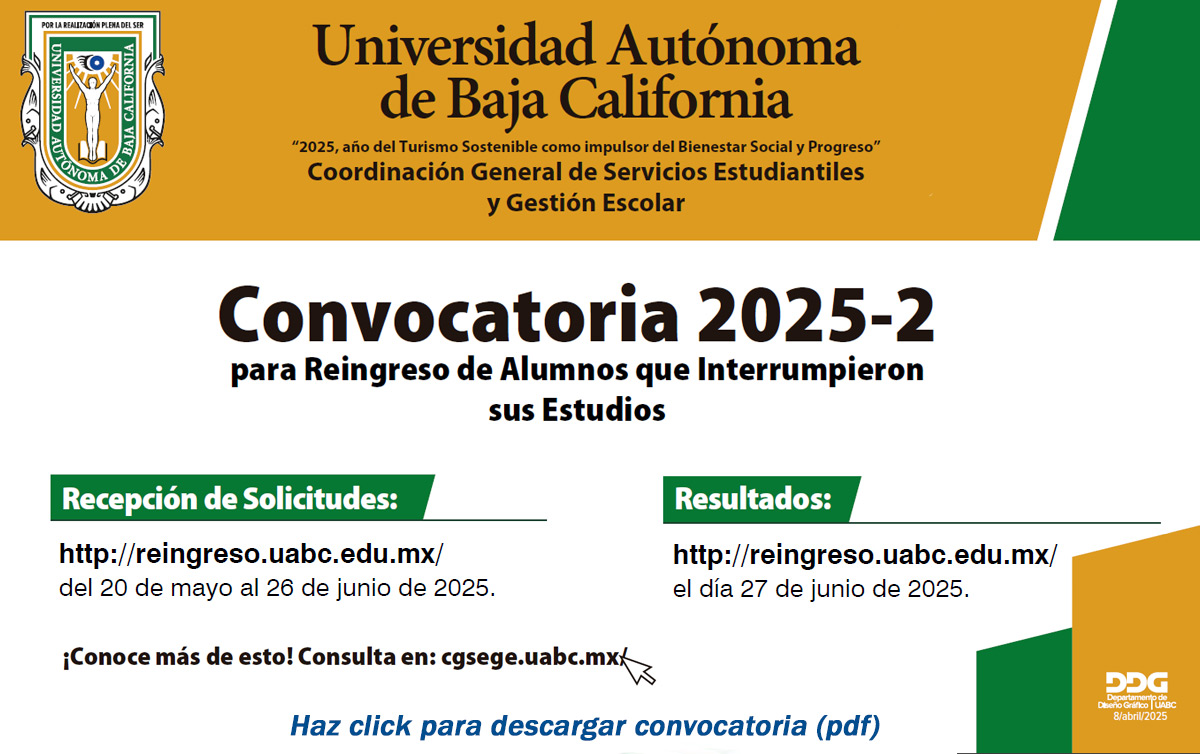 Convocatoria 2025-2 para Reingreso de Alumnos que Interrumplieros sus Estudios