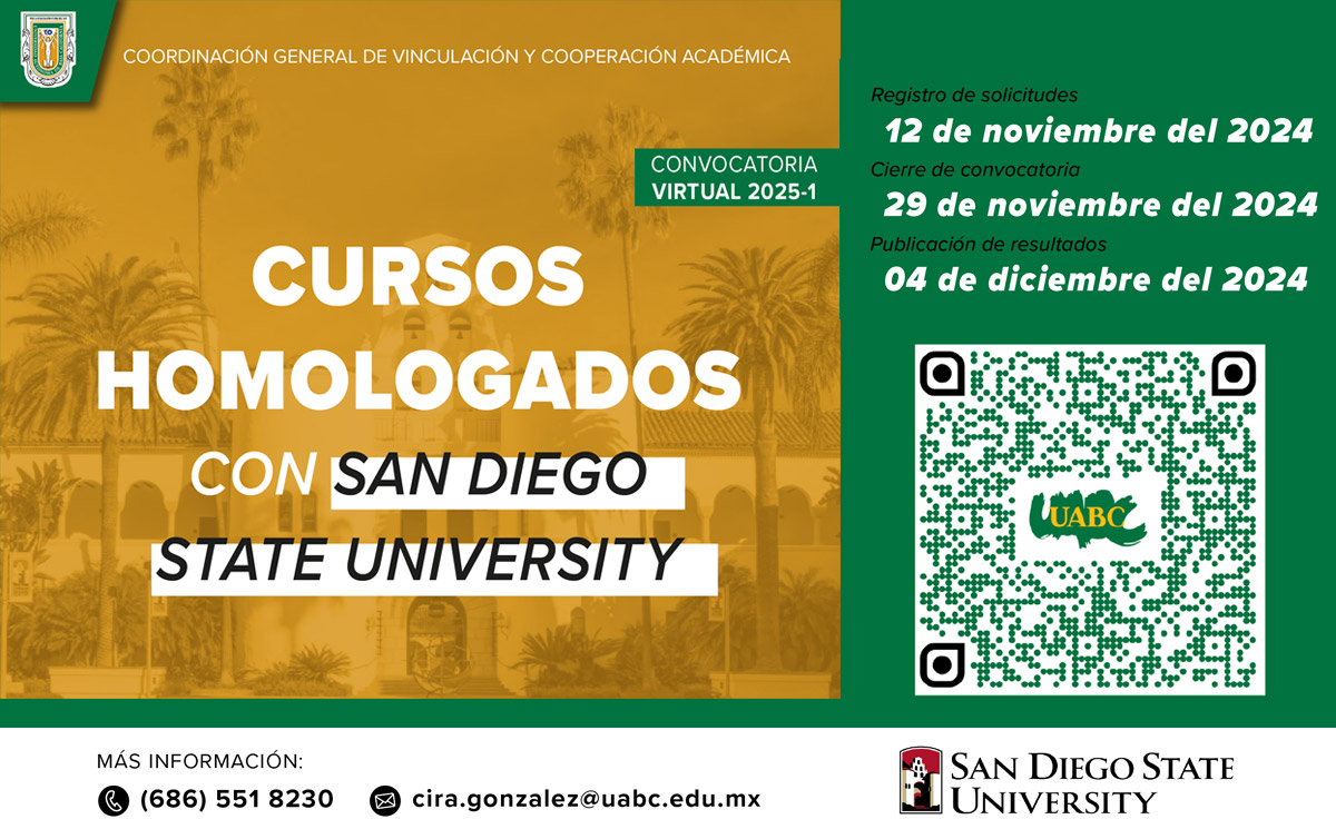 Cursos Homologados con San Diego State University - Convocatoria Virtual 2025-1