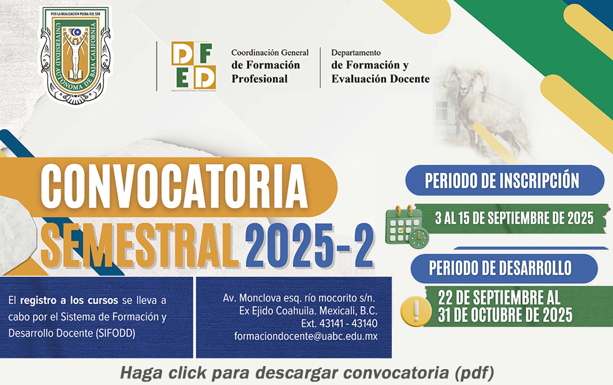 Convocatoria 2025-2 para Cursos de Formación Docente del Programa Flexible de Formación y Desarrollo Docente (PFFDD)